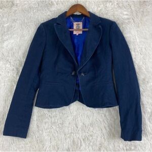 Juicy Couture Womens Medium Navy One Button Blazer Jacket Coat Preppy Academy